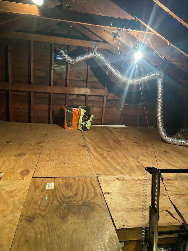 view of unfinished attic