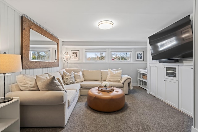 living room featuring carpet floors