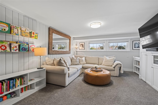 view of carpeted living area