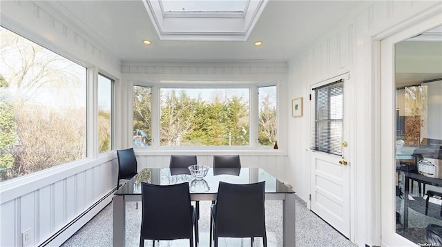 sunroom / solarium with a baseboard heating unit