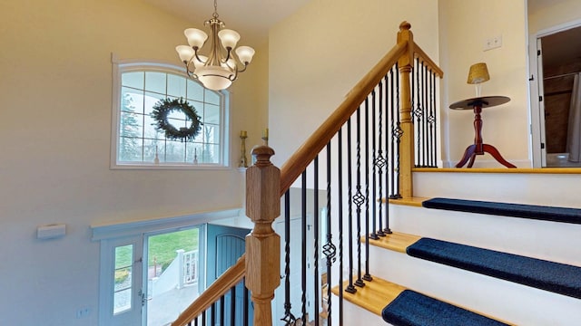 84 Kings Rd, Rock Tavern, NY 12575 - stairway with a chandelier and a towering ceiling