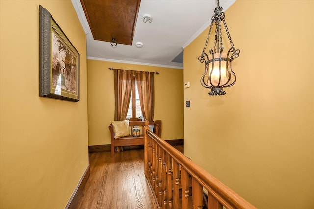 33-64 190th St, Flushing, NY 11358 - hallway with dark wood-style floors, baseboards, and ornamental molding