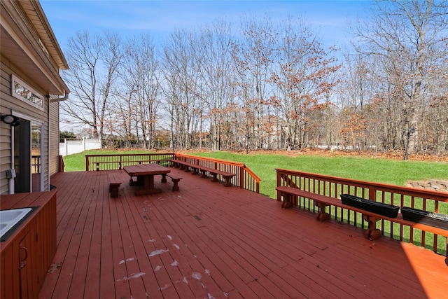 deck with a lawn