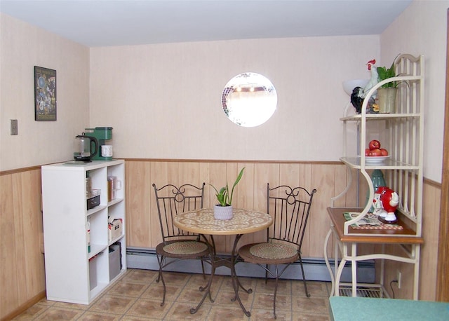 dining space with wainscoting