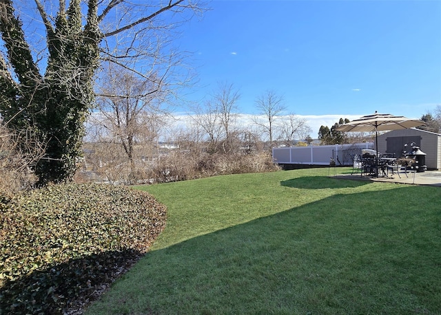 view of yard with a patio area and fence