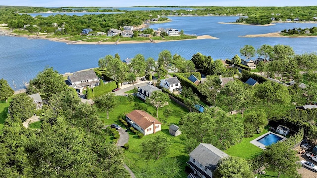 bird's eye view featuring a water view