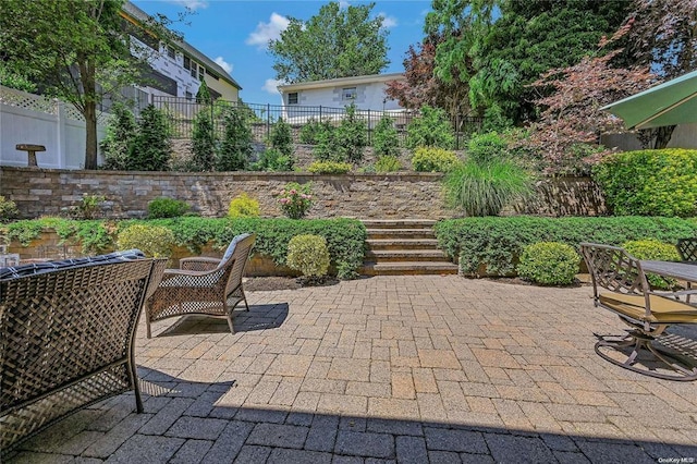 view of patio with fence