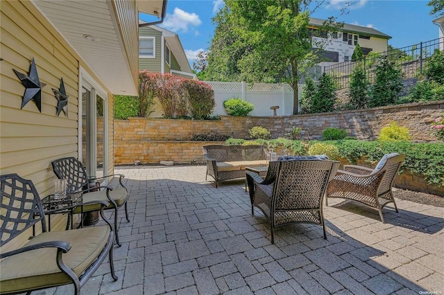 view of patio with a fenced backyard