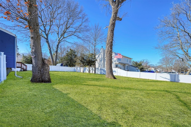 view of yard featuring a fenced backyard