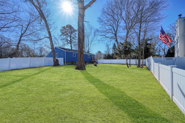 view of yard featuring a fenced backyard