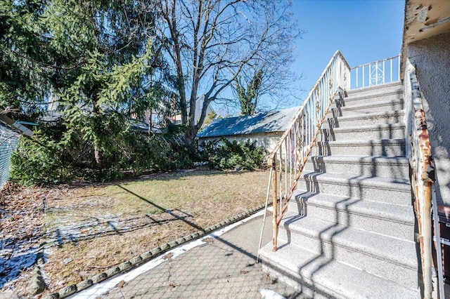 view of yard with stairs