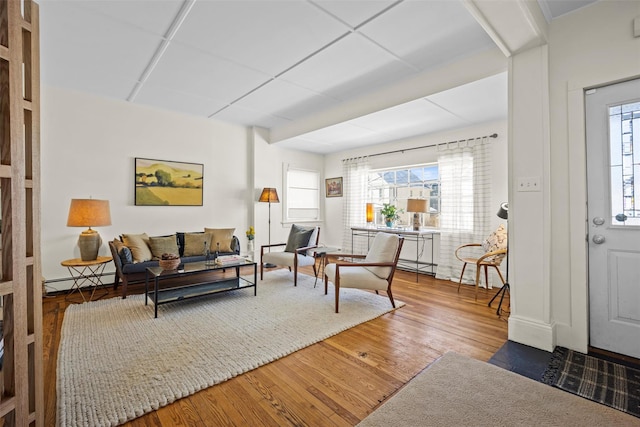 living room with wood finished floors