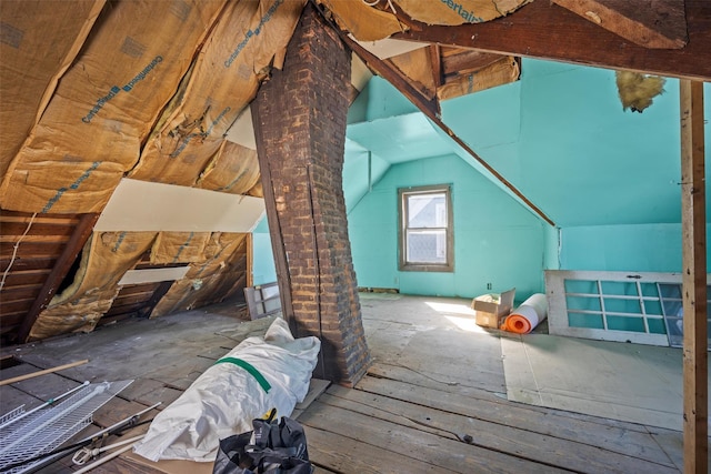 view of unfinished attic