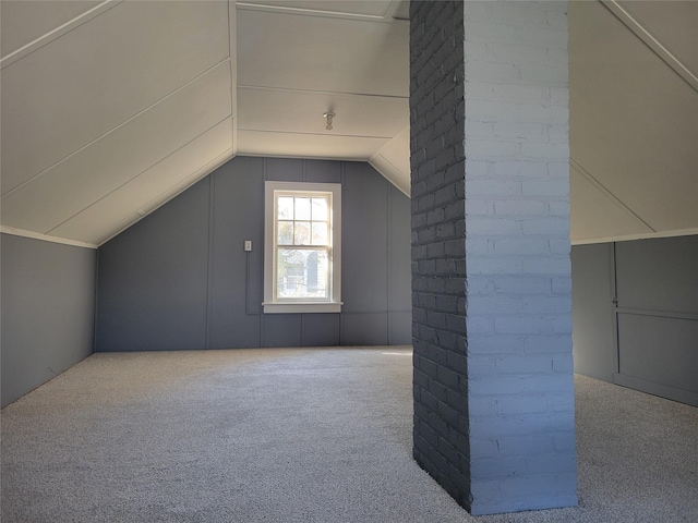 additional living space with carpet and vaulted ceiling