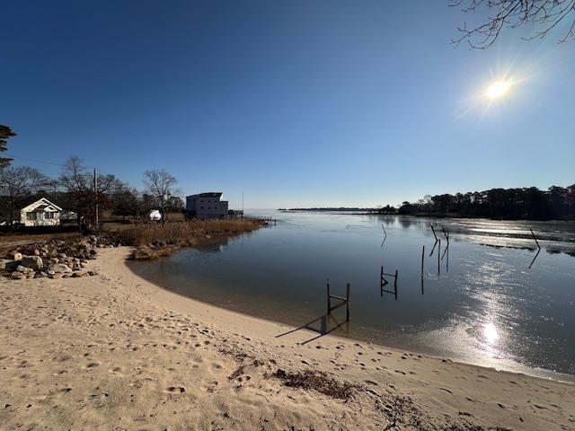 water view featuring a dock