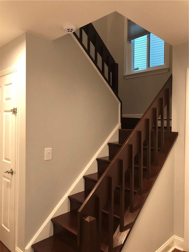 stairs with baseboards