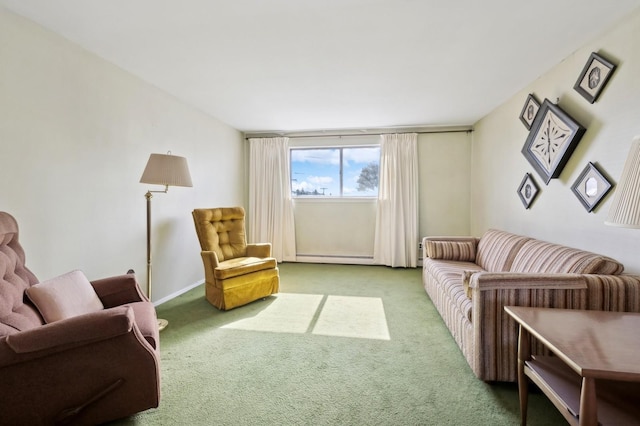 living area with light colored carpet