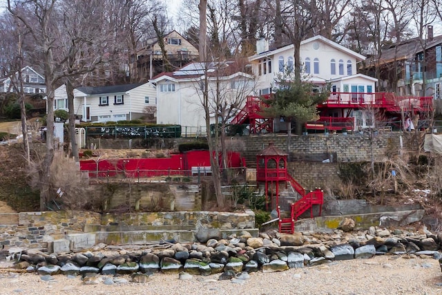 exterior space with a residential view and playground community