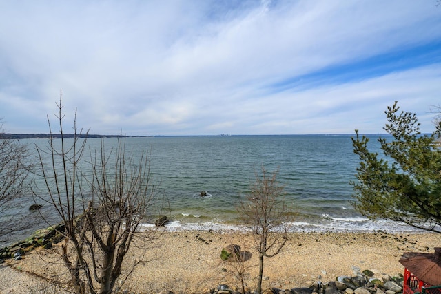 property view of water with a beach view