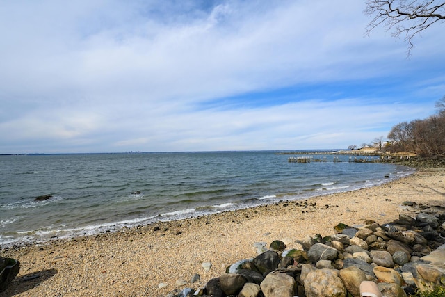 property view of water featuring a view of the beach