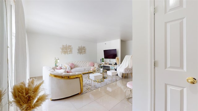 view of tiled living room