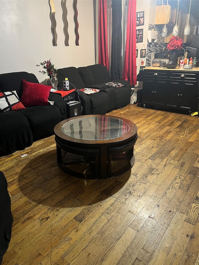 living area featuring wood finished floors