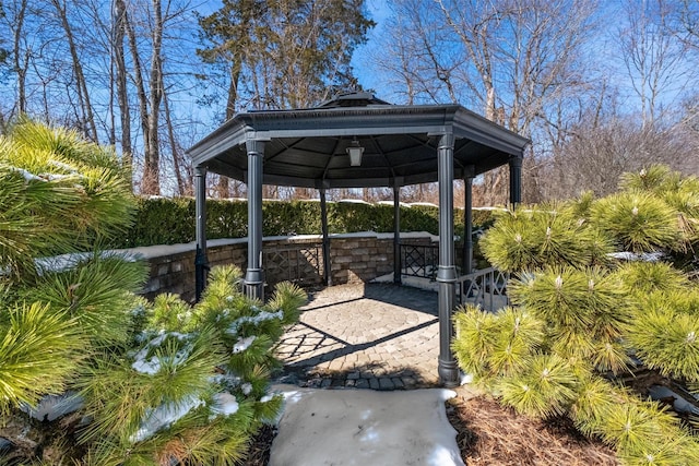 view of patio / terrace featuring a gazebo