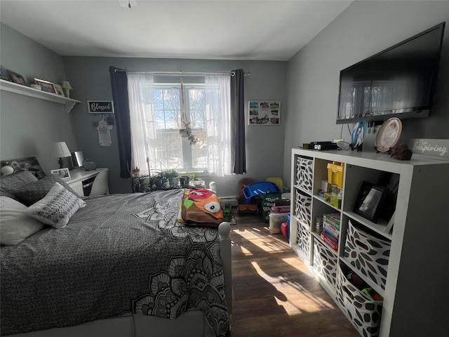 bedroom featuring dark wood finished floors