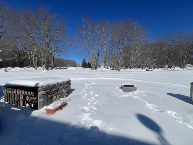 view of yard covered in snow