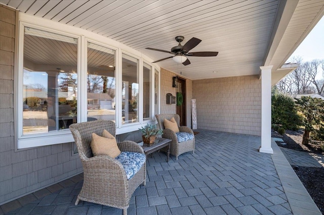 view of patio / terrace with a ceiling fan