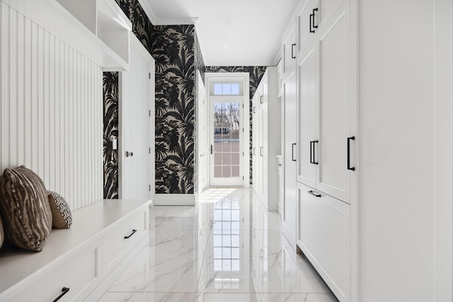 spacious closet featuring marble finish floor