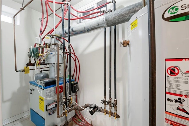 utility room featuring a heating unit and water heater