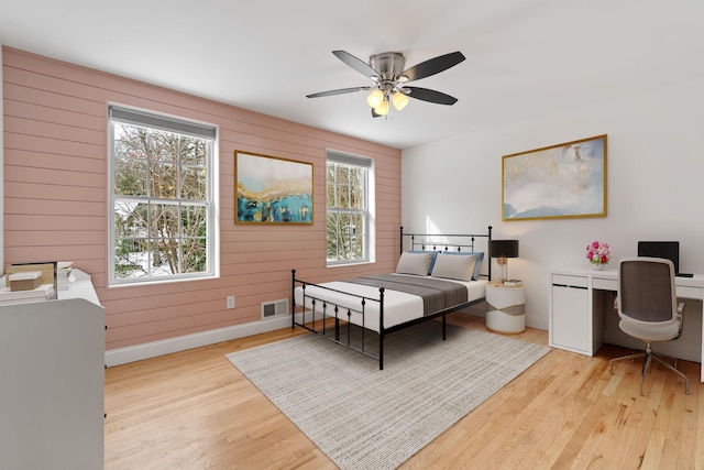 61 Surrey St, Rock Hill, NY 12775 - bedroom with wood finished floors, baseboards, wood walls, and a desk