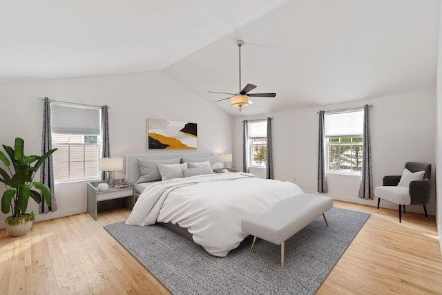 61 Surrey St, Rock Hill, NY 12775 - bedroom with lofted ceiling, light wood-type flooring, and a ceiling fan
