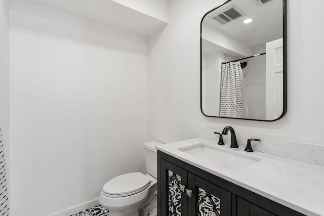 61 Surrey St, Rock Hill, NY 12775 - bathroom featuring vanity, toilet, a shower with curtain, and baseboards