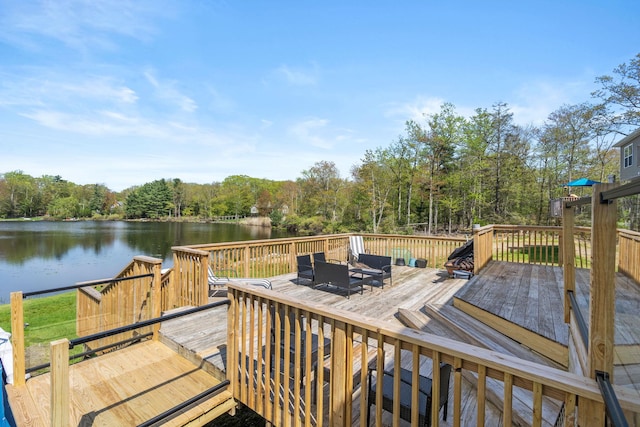 61 Surrey St, Rock Hill, NY 12775 - wooden deck with a water view and a wooded view