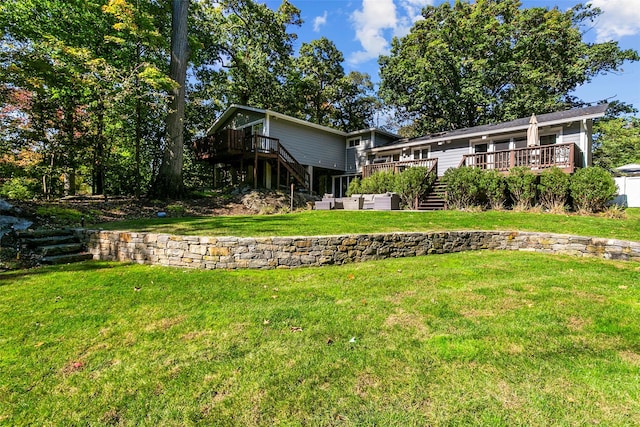 exterior space with a deck and stairway