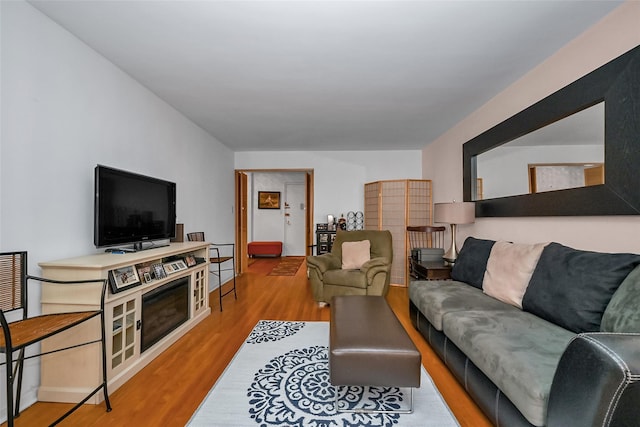 living room featuring light wood-style flooring