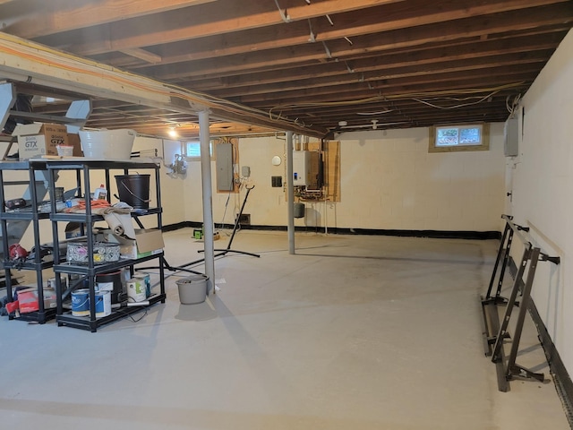 basement with electric panel