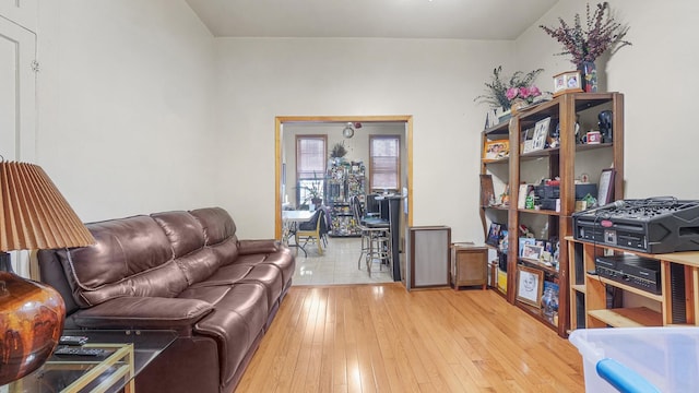 living area with light wood-type flooring