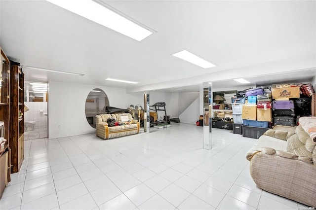 interior space featuring light tile patterned flooring