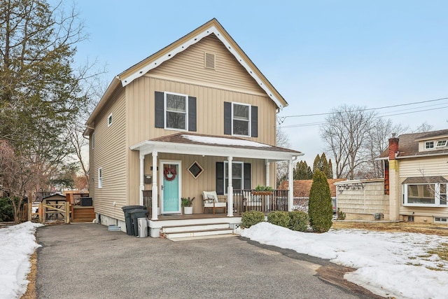 view of front of home featuring a porch and board and batten siding