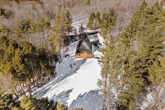 drone / aerial view with a view of trees