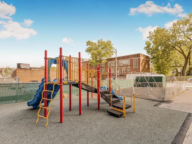 community play area featuring fence