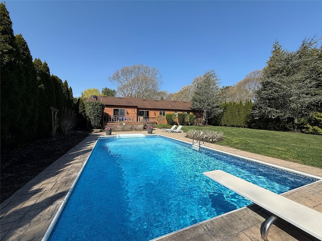 515 Corey Creek Ln, Southold, NY 11971 - pool with a diving board and a lawn