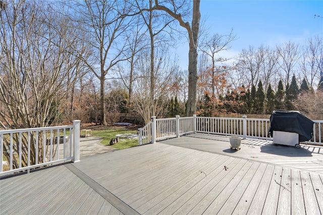 deck featuring grilling area