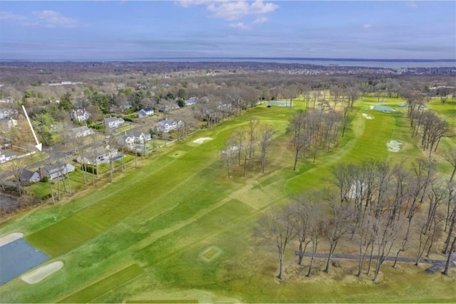 aerial view featuring view of golf course