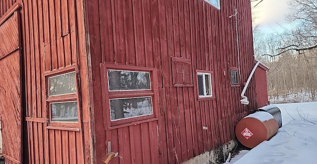 view of snow covered exterior