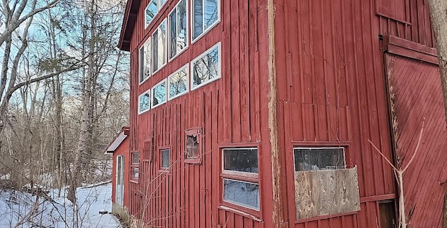 view of snow covered exterior