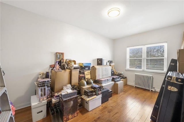 storage area featuring radiator